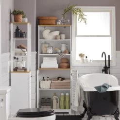 SoBuy Bathroom Tall Cabinet Tall Cupboard Bathroom Storage Cabinet,BZR44-W 10 SoBuy Bathroom Tall Cabinet Tall Cupboard Bathroom Storage Cabinet,BZR44-W -Comfort Bathroom Store 58494788 4