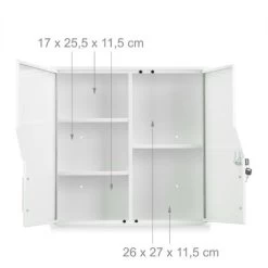 Relaxdays Medicine Cabinet, Lockable, 5 Compartments, Steel, HxWxD: 53 X 53 X 14.5 Cm, Double Door, First Aid, White 11 Relaxdays Medicine Cabinet, Lockable, 5 Compartments, Steel, HxWxD: 53 X 53 X 14.5 Cm, Double Door, First Aid, White -Comfort Bathroom Store 58595494 5