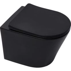 Geberit Toilet Set Duofix Frame + Matt Black SAT Infinitio Rimless WC + Soft Close Seat + Delta 50 Black Plate (BlackInfinitioGeb-7) -Comfort Bathroom Store 58739735 3