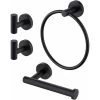 Black Towel And Toilet Roll Holder Set Bathroom Accessory Set 4 Piece Toilet Roll Holder And Towel Ring And Hook SUS304 Stainless Steel Wall Mounted -Comfort Bathroom Store 59151907 1