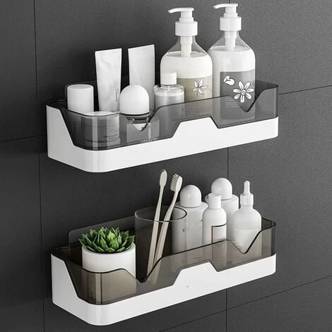 Set Of 2 Bathroom Shelves, No Drilling Bathroom Shelves, Shower Shelf, Plastic Shower Baskets Wall Mounted For Kitchen And Bathroom 3 Set Of 2 Bathroom Shelves, No Drilling Bathroom Shelves, Shower Shelf, Plastic Shower Baskets Wall Mounted For Kitchen And Bathroom