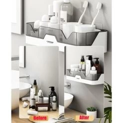 Set Of 2 Bathroom Shelves, No Drilling Bathroom Shelves, Shower Shelf, Plastic Shower Baskets Wall Mounted For Kitchen And Bathroom 11 Set Of 2 Bathroom Shelves, No Drilling Bathroom Shelves, Shower Shelf, Plastic Shower Baskets Wall Mounted For Kitchen And Bathroom -Comfort Bathroom Store 59152042 5
