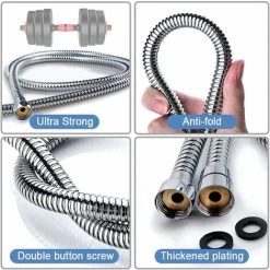 Shower Hose 1.5m, Premium Shower Hose With Double Twist Protection, Flexible And Kink Resistant Stainless Steel Shower Hose With Chrome, Universal Connection Size (Silver) -Comfort Bathroom Store 59337245 5