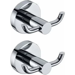 2 Pack Wall Mount Coat Hooks Modern Polished Chrome Solid Brass Double Towel Hook Door Bathroom Toilet Hat Clothes Wall Door Hanger