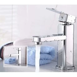 Monobloc Sink Mixer Tap, Bath Basin Mixer Tap, Waterfall Faucet Bathroom Hot And Cold Water Tap, Single Lever Washroom Sink Faucet, Chrome Brass -Comfort Bathroom Store 59499034 3