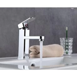 Monobloc Sink Mixer Tap, Bath Basin Mixer Tap, Waterfall Faucet Bathroom Hot And Cold Water Tap, Single Lever Washroom Sink Faucet, Chrome Brass -Comfort Bathroom Store 59499034 5