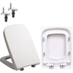 Soft Close Toilet Seat With Quick Release, Simple Top Fixing, Anti-Bacterial Toilet Seats White With Adjustable Stainless Hinges, Square Shape Toilet Lid Loo Seat