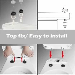 Soft Close Toilet Seat With Quick Release, Simple Top Fixing, Anti-Bacterial Toilet Seats White With Adjustable Stainless Hinges, Square Shape Toilet Lid Loo Seat -Comfort Bathroom Store 59499041 5