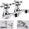 Basin Tap Pair Traditional Bathroom Sink Taps Hot And Cold Water Mixer Tap With Ceramic Disc Technology, Solid Brass Traditional Double Basin Taps For Kitchen Basin Sink Bathroom Washroom