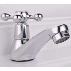 Basin Tap Pair Traditional Bathroom Sink Taps Hot And Cold Water Mixer Tap With Ceramic Disc Technology, Solid Brass Traditional Double Basin Taps For Kitchen Basin Sink Bathroom Washroom -Comfort Bathroom Store 59499105 5