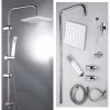 Modern Chrome Riser Rail Mixer Shower Square Head Kit For Bathroom, Stainless Steel Hose, With Fittings 2 Modern Chrome Riser Rail Mixer Shower Square Head Kit For Bathroom, Stainless Steel Hose, With Fittings -Comfort Bathroom Store 59499121 1