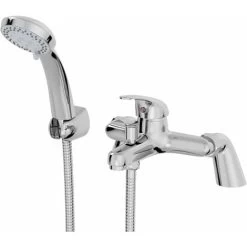 Modern Bathroom Curved Bath Shower Filler Mixer Tap Brass Deck Mounted With Shower Handset And Hose Single Lever Chrome