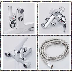 Modern Bathroom Curved Bath Shower Filler Mixer Tap Brass Deck Mounted With Shower Handset And Hose Single Lever Chrome -Comfort Bathroom Store 59499671 4