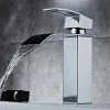 Modern Bathroom Square Waterfall Basin Sink Mixer Tap Chrome Brass Cloakroom Basin Mixer Tap Chrome Square Sink Mono Waterfall Bathroom Hot&Cold Faucet