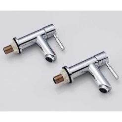 Bathroom Basin Pillar Taps, Pair Basin Sink Mixer Taps, 1/4 Turn Washroom Pair Faucets Twin Lever, 2 Pcs Morden Taps -Comfort Bathroom Store 59499806 4