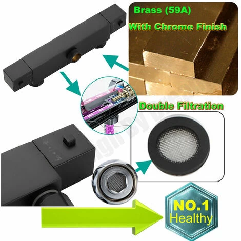 Matte Black - Shower Bathroom Thermostatic Mixer Square Twin Head Exposed Valve 6 Matte Black - Shower Bathroom Thermostatic Mixer Square Twin Head Exposed Valve - Image 4