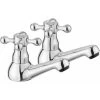 Traditional Victorian Pair Of Bathroom Sink Basin Taps Twin Cross Head Handles Hot And Cold Brass Faucet Polished Chrome Bath