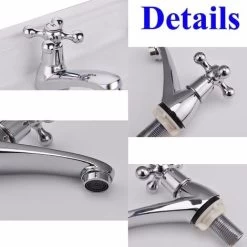 Traditional Victorian Pair Of Bathroom Sink Basin Taps Twin Cross Head Handles Hot And Cold Brass Faucet Polished Chrome Bath -Comfort Bathroom Store 59500077 4