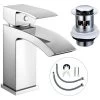 ARC Waterfall Basin Mixer Tap Chrome Basin Sink Mono Bathroom + Fixings + Waste 2 ARC Waterfall Basin Mixer Tap Chrome Basin Sink Mono Bathroom + Fixings + Waste -Comfort Bathroom Store 59930240 1