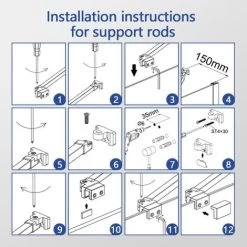 Meykoers 50cm Shower Enclosure Support Arm Bar , 180° Rotatable Chrome Support Arm Bar, Fits 6-8mm Glass -Comfort Bathroom Store 59945134 4