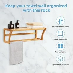 Wall Mounted Towel Rack 2 Tiers Display Shelf Bathroom Organiser Shelving Unit 11 Wall Mounted Towel Rack 2 Tiers Display Shelf Bathroom Organiser Shelving Unit -Comfort Bathroom Store 60049504 5