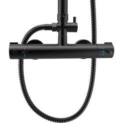 Acezanble Bathroom COOL TOUCH Thermostatic Mixer Shower Set Round Twin Head Exposed Valve Independent Water Divider Black 10 Acezanble Bathroom COOL TOUCH Thermostatic Mixer Shower Set Round Twin Head Exposed Valve Independent Water Divider Black -Comfort Bathroom Store 60535465 4