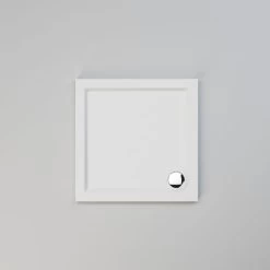 ELEGANT 800 X 800 X 40 Mm Rectangular Low Profile Shower Tray White Stone Shower Base Tray For Shower Enclosure Bathroom With Waste Trap -Comfort Bathroom Store 60600585 3