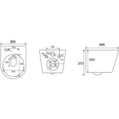 Matt Black Rimless Wall Hung Toilet & VITRA Concealed WC Cistern Frame - Square Plate Set -Comfort Bathroom Store 60788992 4
