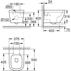Grohe Euro Ceramic Wall Hung WC, Alpine White (39538000) -Comfort Bathroom Store 61185859 3