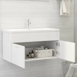 Topdeal Sink Cabinet White 90x38.5x46 Cm Chipboard FF804665UK -Comfort Bathroom Store 61185898 3