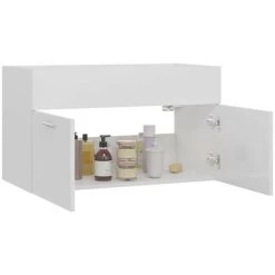 Topdeal Sink Cabinet High Gloss White 80x38.5x46 Cm Chipboard FF804662UK -Comfort Bathroom Store 61186110 4