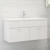 Topdeal Sink Cabinet High Gloss White 100x38.5x46 Cm Chipboard FF804680UK 1 Topdeal Sink Cabinet High Gloss White 100x38.5x46 Cm Chipboard FF804680UK -Comfort Bathroom Store 61186489 1