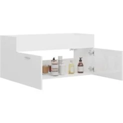 Topdeal Sink Cabinet High Gloss White 100x38.5x46 Cm Chipboard FF804680UK -Comfort Bathroom Store 61186489 4