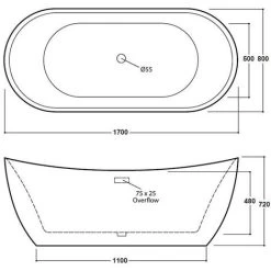 Freestanding Modern Double Ended Bath 1700mm - Rose By Voda Design -Comfort Bathroom Store 61223826 3