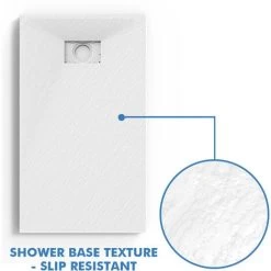 ELEGANT Shower Tray 1400x800mm White Slate Effect Square Shower Enclosure Base With Waste Trap And Drain Cover -Comfort Bathroom Store 61228155 3
