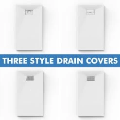 ELEGANT Shower Tray 1400x800mm White Slate Effect Square Shower Enclosure Base With Waste Trap And Drain Cover -Comfort Bathroom Store 61228155 5