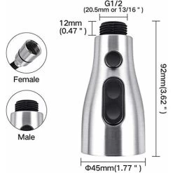 Kitchen Sink Shower Faucet Replacement Hose Spray Head Nozzle Spare Part Sprayer Faucet Head (Brushed) -Comfort Bathroom Store 63607458 5