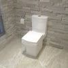 Close Coupled Toilet White Ceramic Square Modern Bathroom Pan & Seat WC Bathroom -Comfort Bathroom Store 63680767 1