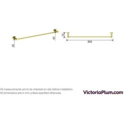 Accents Deacon Brushed Brass Single Towel Rail -Comfort Bathroom Store 64072677 3