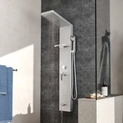 Livingandhome Wall Mounted Thermostatic Mixer Shower Panel Tower With Shelf