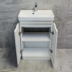 Ross Curved Vanity Basin Sink Unit - Gloss White - 550mm + 700mm With Tap Option, 550mm-No Tap Pack -Comfort Bathroom Store 64565064 5