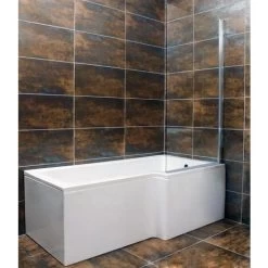 L Shaped Square Shower Bath With Screen And Panel - Right Hand Option, Without End Panel -Comfort Bathroom Store 64565440 3