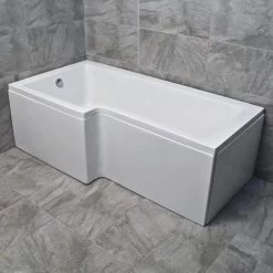 L Shaped Square Shower Bath With Screen And Panel - Left Hand Option, Without End Panel -Comfort Bathroom Store 64565533 4