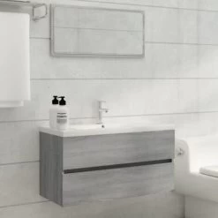 Sink Cabinet Grey Sonoma 90x38.5x45 Cm Engineered Wood VidaXL -Comfort Bathroom Store 64884322 4