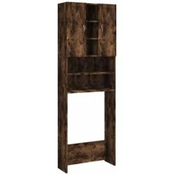 Washing Machine Cabinet Smoked Oak 64x25.5x190 Cm VidaXL