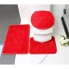 Thicken Bathroom Rugs Sets 3 Piece, Bath Rug + Contour Mat + Toilet Seat Cover, Non-Slip Bathroom Rugs With PVC Point Rubber Backing, Super Long Soft Microfiber Water Absorbent Red -Comfort Bathroom Store 65380856 1