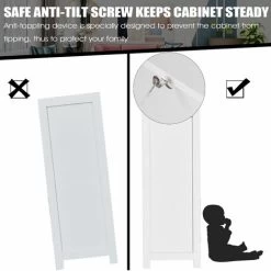 3-Tier Bathroom Floor Cabinet Wooden Side Storage Organizer W/ Drawer Adjustable 9 3-Tier Bathroom Floor Cabinet Wooden Side Storage Organizer W/ Drawer Adjustable -Comfort Bathroom Store 65444673 3