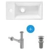 Swiss Aqua Technologies Suspended Washbasin Set With Tap Hole, 40.5x20.5 + Clic-clac Waste + Siphon (SATBRE4020SL-SET) : 1 Swiss Aqua Technologies Suspended Washbasin Set With Tap Hole, 40.5x20.5 + Clic-clac Waste + Siphon (SATBRE4020SL-SET) : -Comfort Bathroom Store 65533779 1