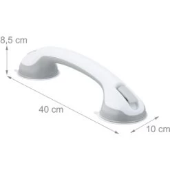 Relaxdays Suction Grab Handle, Shower & Bath, Max. Load 70 Kg, For The Elderly, Disability Aid, 30x10x8.5cm, White/Grey -Comfort Bathroom Store 65640335 4