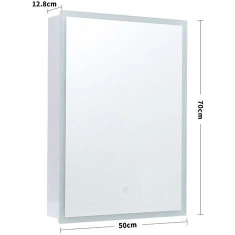 Livingandhome Rectangular Wall Mount Mirror Cabinet With LED Light 7 Livingandhome Rectangular Wall Mount Mirror Cabinet With LED Light - Image 5